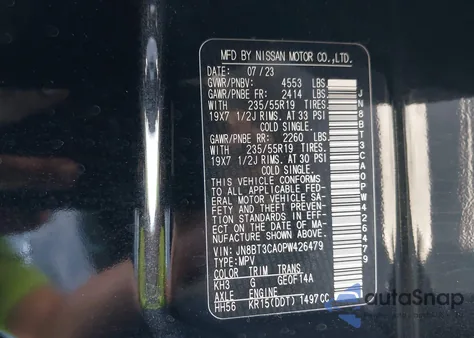 2023 Nissan Rogue Sl Fwd из США, поврежденный, VIN JN8BT3CA0PW426479